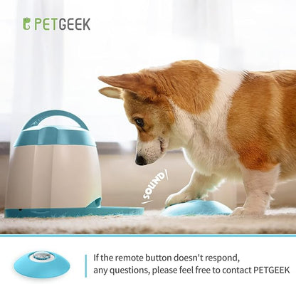 PETGEEK Automatic Dog Treat Dispenser Button, Dog Puzzle Memory Training Activity Toy- IQ Training Dog Button, Remote Dog Button Treat Dispenser for Dogs (Blue Button)