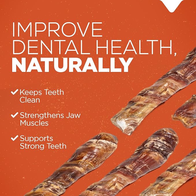 Natural Farm Power Beef Sticks Dog Chews (6”, 15-Pack), 2-in-1 Power Chews: Premium Beef Cheek Wrapped in Beef Esophagus for Double Chewing Time, Promotes Dental Health, Great for Medium Dogs