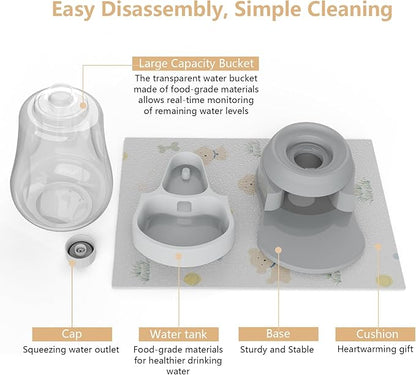 Automatic Dog Water Bowl Dispenser - Staltwo Premium Pet Water Dispenser,Large Capacity Water Feeder for Cats and Dogs, BPA-Free,6-Liter Grey