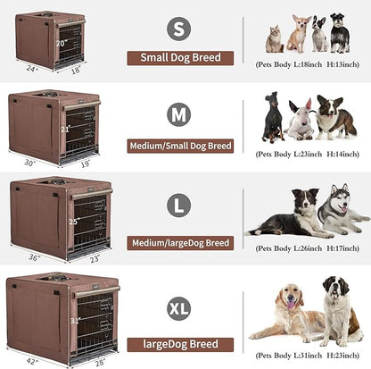 DONORO Dog Crates Kit for Small Size Dogs Indoor with Dog Crate Cover, Double Door Dog Kennels & Houses for Puppy and Cats, Collapsible Metal Contour Dog Cages
