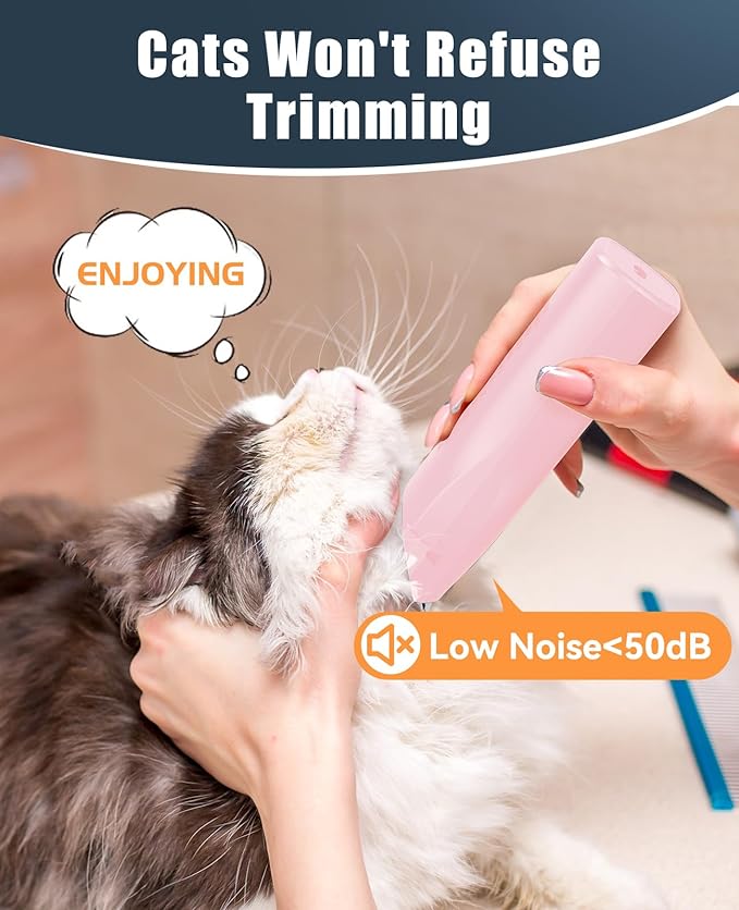 oneisall Pet Clipper for Cat Matted Hair, Pet Shaver for Cats Quiet Pet Hair Clippers Cordless Cat Clippers for Matted Hair Cat Clippers for Long Hair