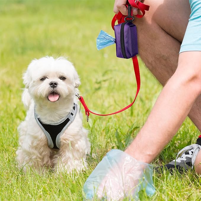 2Packs Dog Poop Bag Holder for Leash Attachment Dog Poop Bag Dispenser Dog Waste Bag Dispensers for Leash Accessory Dog Poop Bag Holders Fits Dog Leash Include Hand Free Holder Metal Carriers, Pink