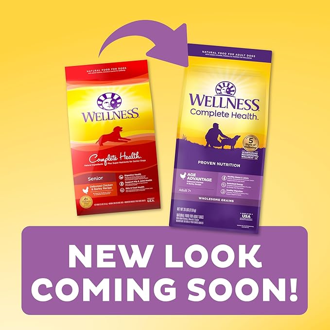 Wellness Complete Health Senior Dry Dog Food with Grains, Chicken & Barley, 5-Pound Bag