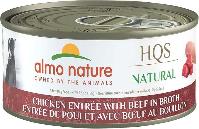 almo nature HQS Natural Wet Dog Food Chicken Entree with Beef in broth 5.5 oz (Pack of 12)