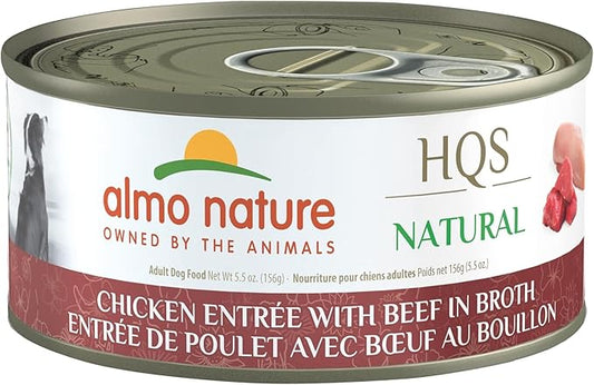 almo nature HQS Natural Wet Dog Food Chicken Entree with Beef in broth 5.5 oz (Pack of 12)