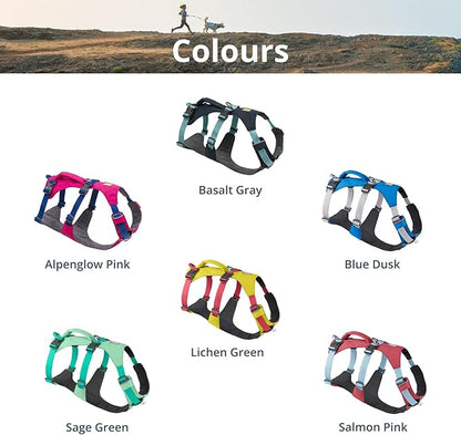 Ruffwear, Flagline Dog Harness, Lightweight and Reflective, No Pull Dog Lift Harness for Hiking, Running and Everyday Use, Alpenglow Pink, Medium