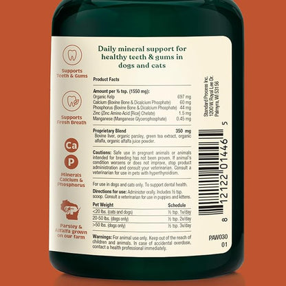 Dental for Cats and Dogs - Teeth Support Powder for Dogs & Cats - Pet Dental Health Supplements with Calcium and Fresh Breath Support - Dental Care for Plaque & Tartar - 165 g