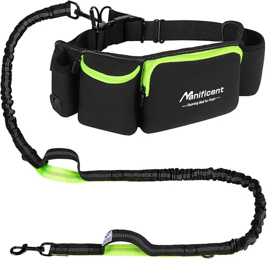 Hands Free Dog Leash for Medium Large Dogs, Wide Padded Waist Leash Bungee Leash Dog Running Leash for Dog with Reflective Stitching for Walks, Jogging, Running, Hiking, and Dog Training