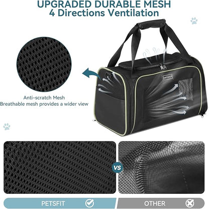 PETSFIT Large Cat Carrier, Dog Carrier, Pet Privacy Protection Travel Pet Carrier for Medium and Large Cats, Small Dogs, Puppies up to 25Lbs (Large, Black)