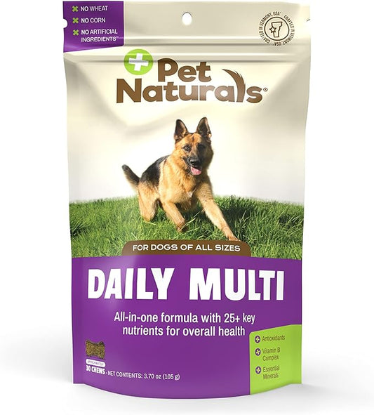 Pet Naturals Daily Multivitamin for Dogs, Veggie Flavor, 30 Chews - Yummy Chews with Amino Acids, and Antioxidants - Supports Energy, Metabolic Function and Pet Wellness