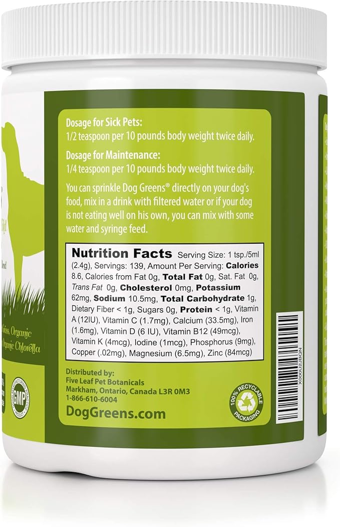 Organic Dog Multivitamin Supplement (12 oz) | Dog Greens Powder - Human Grade Superfoods, adds Essential Vitamins & Minerals to Balance a Homemade Diet, Kibble, Vegan or Raw Food (2 Pack)