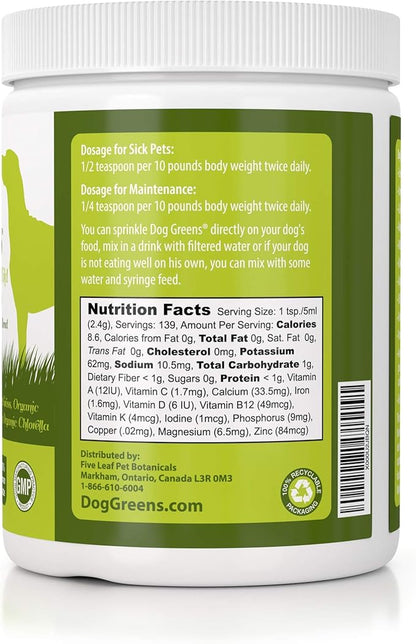 Organic Dog Multivitamin Supplement (12 oz) | Dog Greens Powder - Human Grade Superfoods, adds Essential Vitamins & Minerals to Balance a Homemade Diet, Kibble, Vegan or Raw Food (2 Pack)