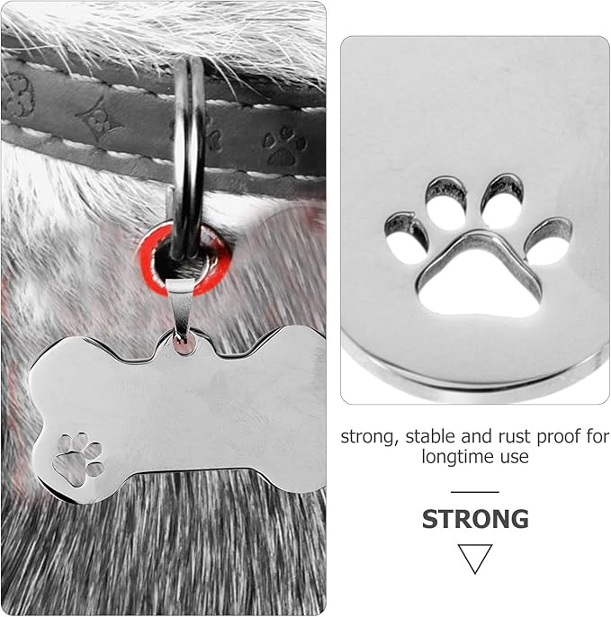 10pcs Dog Tag Blank Labels Dog Name Tag Dog Identification Tags Personalized Tags for Dogs Puppy Tag Dog Collar Charms Dog Id Tag Blank for Engraving Metal Pet Bone