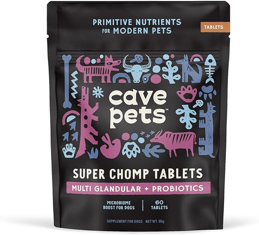 Super Chomp Tablets, Dog Probiotic Supplement for Digestive Health, Multi-Glandular & Probiotics
