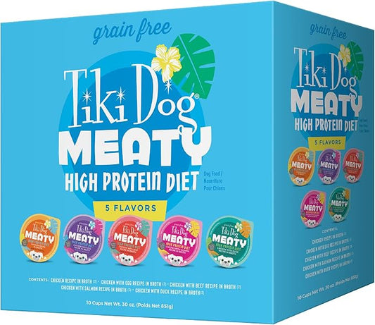 Tiki Dog Meaty Wet Dog Food, Variety Pack, 3 oz. Cups (10 Count)