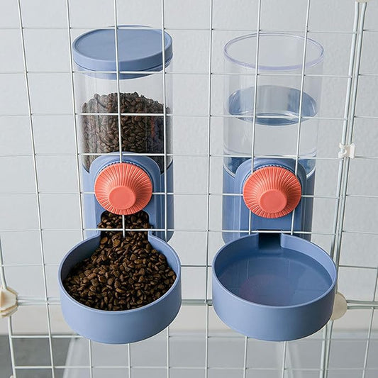 2 PCS Pet Dog Cat Hanging Automatic Feeders Drinking Bowls 40oz,Auto Gravity Feeder and Water Set Cage Pet Feeding Bowls Dispenser for Cats Dogs Puppy, Rabbit Hamsters Chinchilla Hedgehog Ferret