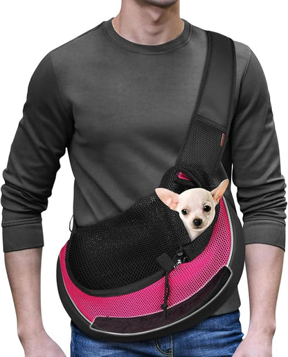 YUDODO Pet Dog Sling Carrier Breathable Mesh Travel Safe Sling Bag Carrier for Dogs Cats
