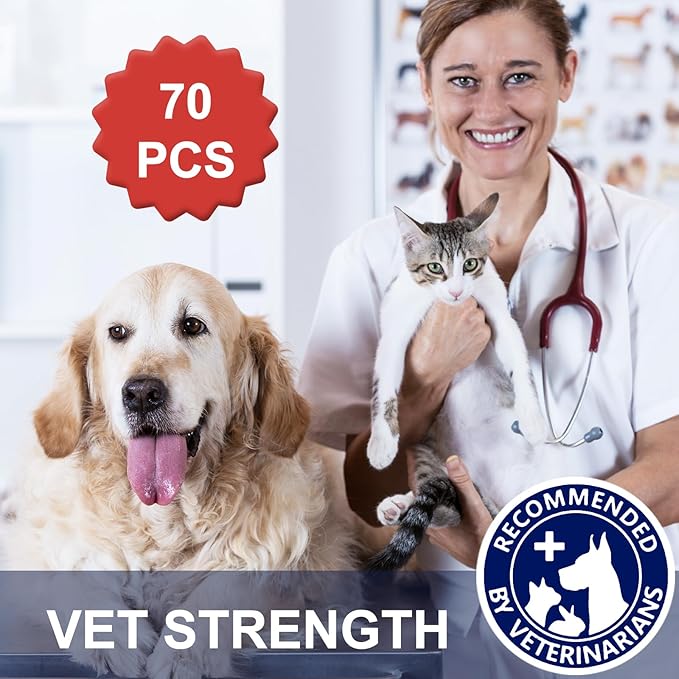Pet Ear Finger Wipes 70 Count, Gentle and Effective Ear Cleaning Wipes for Dogs and Cats, Removes Wax, Dirt, and Odor, Prevents Ear Infections, Natural Ingredients, Safe and Easy to Use