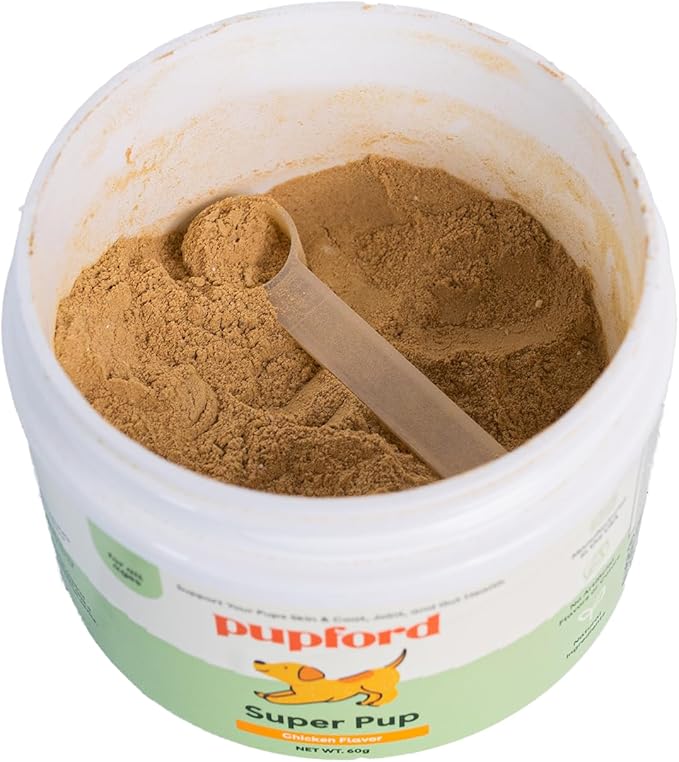 Pupford Super Pup Supplement, Support Your Pup's Skin & Coat, Joint and Gut Health, No Artificial Flavors or Colors, Chicken Flavor, New Wt 60g