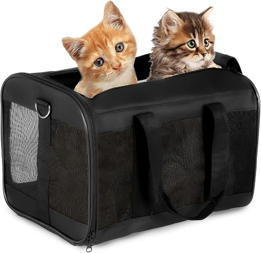 Cat Dog Pet Carrier for Medium to Large Cats (20+ lbs) and Small Dogs -Top Loading, Portable & Collapsible Cat Travel Bag Dual Kitten Sturdy Crate for Long Journeys