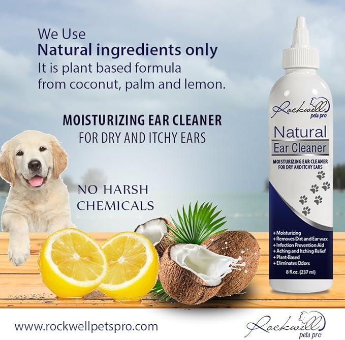 Ear Cleaner for Dogs Ear Cleaner Solution for Dog Ear Infection Treatment by Rockwell Pets Pro 8 fl oz