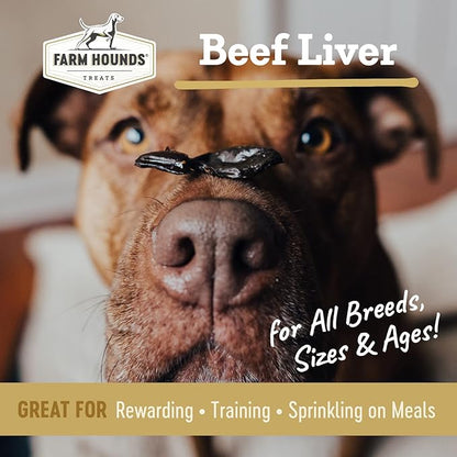 Farm Hounds Beef Liver Jerky Treats for Dogs, Premium Dried Dog Treats, High Protein Training Treat for Small & Large Dogs, Natural & Healthy Dog Treats, Made in USA, Beef Liver 4oz
