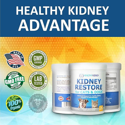 Kidney Restore Cats & Dogs Unflavored for Supporting Normal Kidney Function, Creatinine, Pet Renal Kidney Health Supplement Felines Canines