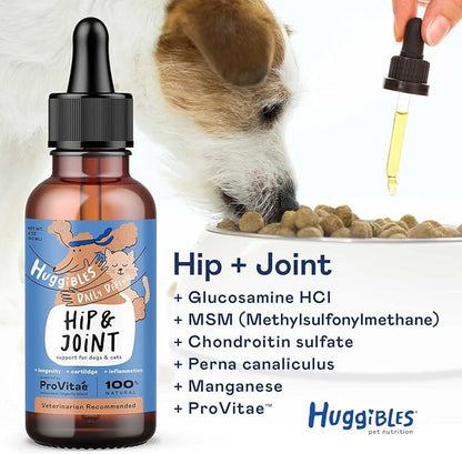 Hip & Joint Support Liquid Supplement for Dogs & Cats – Daily Supplement for Mobility Support with Glucosamine, MSM, Chondroitin – Reduce Pain & Inflammation – Antioxidants for Longevity