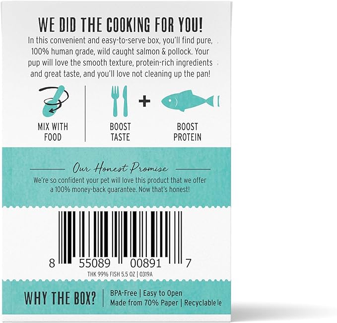 The Honest Kitchen Human Grade Grain Free Meal Booster: 99% Salmon & Pollock (12 pack), 5.5 oz