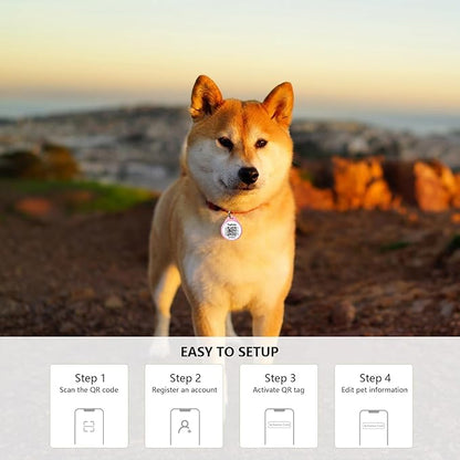 2 Pack - QR Code Pet ID Dog cat Tags for Collar Personalized for Pet Online Profile - Scan QR Receive Instant Pet Location Alert Email, Anti-Lost,No Subscription fees (Blue&Black, for Dog - 1.2")