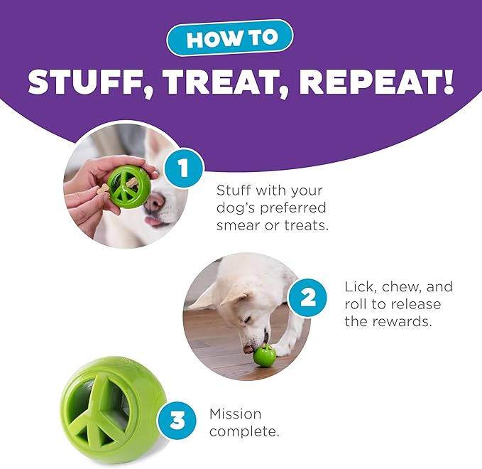 Outward Hound Nooks Peace Interactive Treat Dispensing Dog Toy, Small, Green