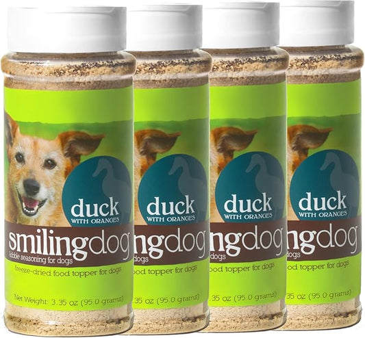 Herbsmith Kibble Seasoning – Freeze Dried Duck – DIY Raw Coated Kibble Mixer - Dog Food Topper for Picky Eaters [Bundle x4 Units]