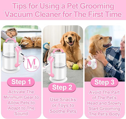Pet Grooming Vacuum Hair: Dog Hair Grooming Kit - Professional Dog Vacuum - Deshedding Vac for Pet