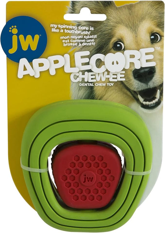 JW CHEW-EE Dental Dog Chew Toy; Cleans Your Pet's Teeth and Gums As They Play; Add Their Favorite Flavors, Apple Core