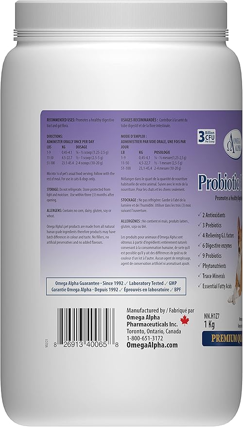 Probiotic 8 Plus Pet Probiotics | Enzymes & Fiber for Digestion | Natural Herbal Digestive Supplement |Reduces Indigestion | Specially for Cat & Dogs (1kg,1000g)