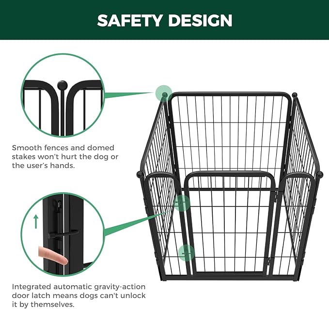 FXW Homeplus Dog Playpen Designed for Indoor Use, 24" Height for Puppy and Small Dogs, Black│Patented