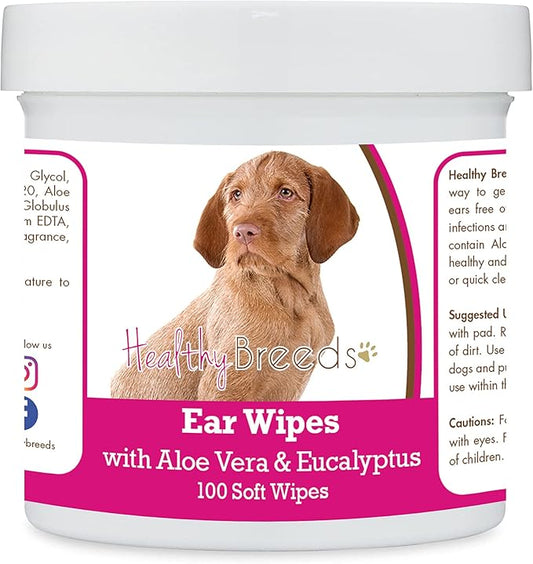 Healthy Breeds Wirehaired Vizsla Ear Cleaning Wipes with Aloe & Eucalyptus for Dogs 100 Count