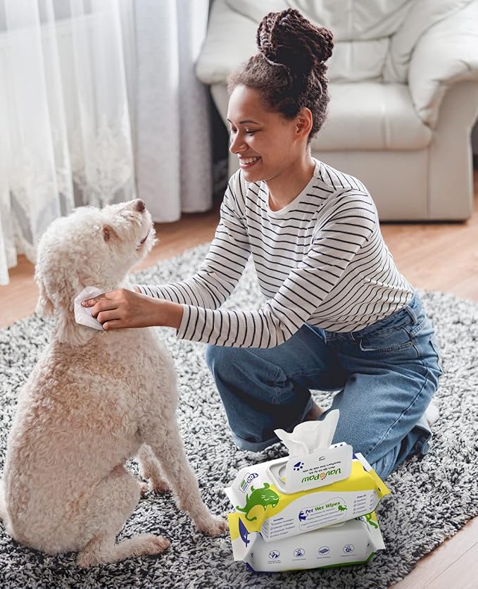 Dog Wipes for Paws and Butt, Pet Wipes for Dog Cat, Unscented Hypoallergenic Thick Dog Grooming Wipes for Cleaning Deodorizing, Puppy Wipes for Face Eye Ears Body Bath, 1Pack/100 Count