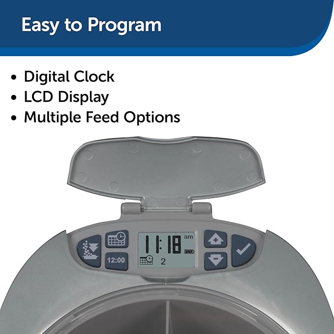 PetSafe 6 Meal Automatic Cat Feeder - Programmable Pet Food Dispenser for Cats and Small Dogs - Dry Kibble or Semi-Moist Pet Food, Slow Feed Portion Control, Tamper-Resistant