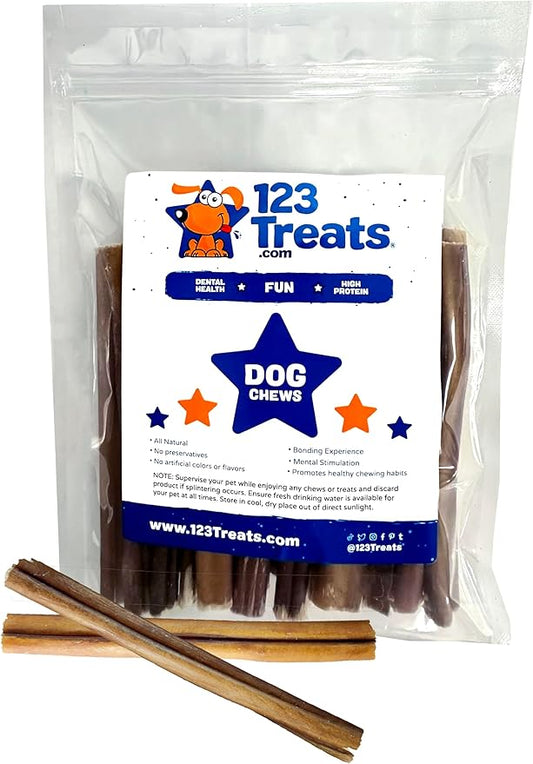 6 Inch Bully Sticks for Dogs (1 Pound Bag) 100% Natural Chews for Dogs & Puppies - Grass-Fed Free-Range Premium Beef Dog Chews - Bulk Dog Sticks Chew Dental Treats