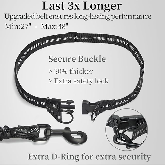 iYoShop Hands Free Dog Leash with Zipper Pouch, Dual Padded Handles and Durable Bungee for Walking, Jogging and Running Your Dog (Large, 25-120 lbs, Brown)