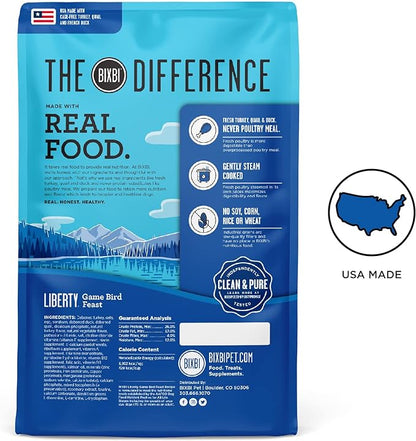 BIXBI Liberty Grain Friendly Dry Dog Food, Game Bird Feast Recipe, 22 lbs - Fresh Meat, No Meat Meal, No Fillers for Easy Digestion - USA Made