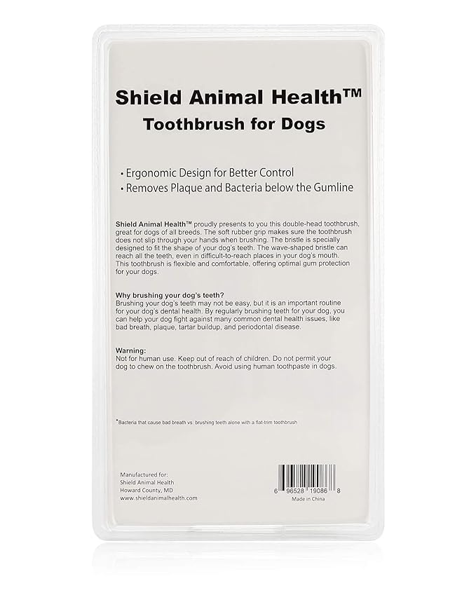 Antimicrobial Toothbrush for Dogs – Professional Dental Care at Home – Fight Plaque and Tartar - Improve Oral Health – Anti-Slip Handle and Ergonomic Design – Individually Packed - Quality Guaranteed