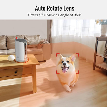 PARIS RHÔNE 2K Pet Camera, 360°View Dog Camera with Treat Dispensing, 5G WiFi Pets Monitoring with Smart Phone APP, Barking Detection and Motion Alerts, Two-Way Audio, Infrared Night Vision