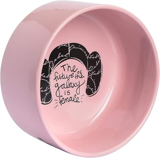 STAR WARS Princess Leia "Future is Female" Dog Bowl, 6 Inch | 6" Dog Bowl, Ceramic Dishwasher Safe STAR WARS Dog Food Bowl Holds up to 3.5 Water, Dry Food, or Wet Food,Pink,1 Count (Pack of 1),FF13175