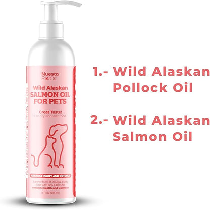 Pets 2-Pack Wild Alaskan Salmon Oil Blend for Dogs & Cats | Omega-3 Boost & Shed Defense | Enhances Coat & Skin, Allergy & Dandruff Relief | Coat Support and Treatment - 20 Fl Oz Total