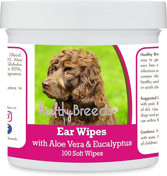 Healthy Breeds Boykin Spaniel Ear Cleaning Wipes with Aloe & Eucalyptus for Dogs 100 Count