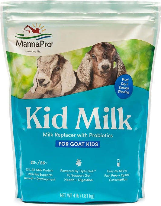 Manna Pro Milk Replacer with Probiotics for Goat Kids | High in Protein to Support Growth | Supports Gut Health and Digestion | 4lbs