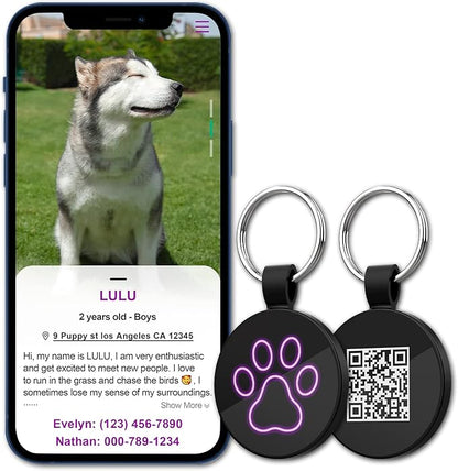 MYLUCKYTAG QR Code Pet ID Tags Dog Tags - Pet Online Profile - Scan QR Receive Instant Pet Location Alert Email