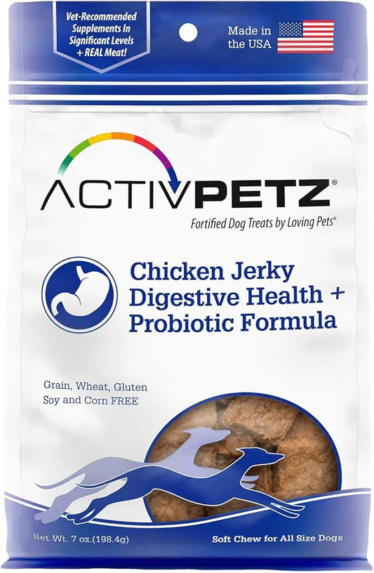 Loving Pets Activpetz Chicken Jerky Digestive Health + Probiotic Formula Dog Treat, 7 Oz